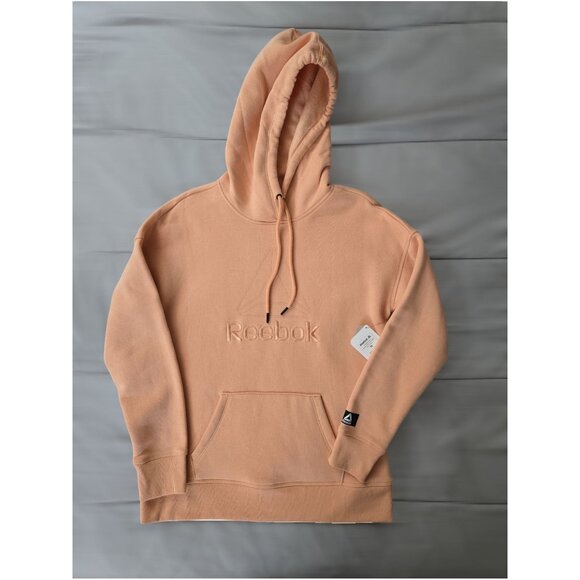 Reebok Women’s Logo Pullover Hoodie XXL Pink Dusty Coral Sweatshirt NWT - Picture 3 of 4